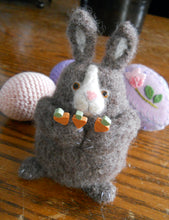 Load image into Gallery viewer, rabbit pincushion, easter gifts, marie mayhew, just another button company carrot pins, baby gifts