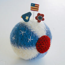 Load image into Gallery viewer, beach ball with patriotic clay pins, just another button, marie mayhew