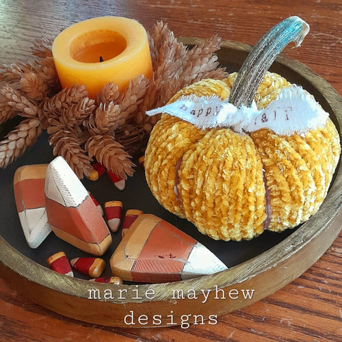 Marie Mayhew Designs, velvet pumpkin kits, 4 colors, pumpkin patch pattern booklet