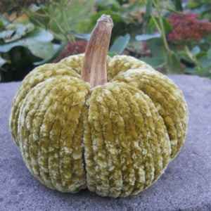 Marie Mayhew Designs Velvet Pumpkin kits, olive color, pumpkin patch pattern booklet, real stem