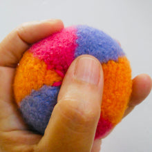 Load image into Gallery viewer, close up of ball, juggling ball size, marie mayhew designs