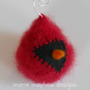 marie mayhew's hand knit cardinal ornaments