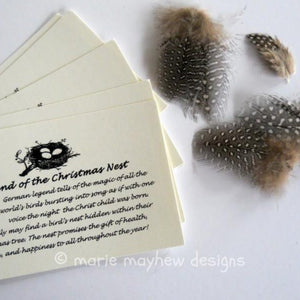 legend of the christmas nest cards and extra feathers.