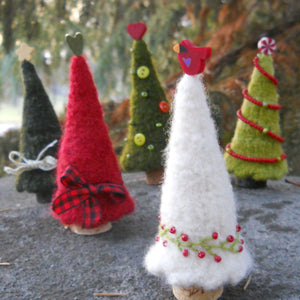 woolly pine tree pattern with decorative pins
