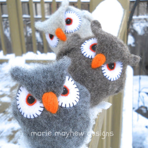 wool owl knitting pattern, marie mayhew