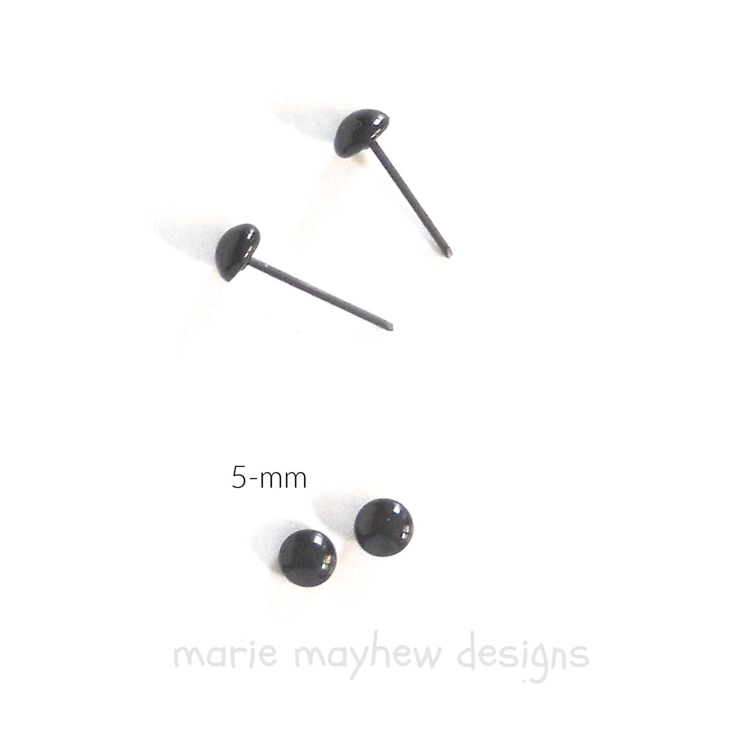 5-mm black glass eyes on wire pins