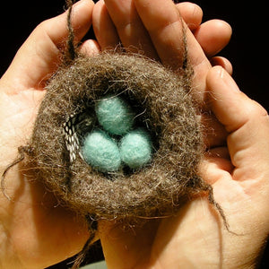 wool nest ornament kit, nest and eggs pattern