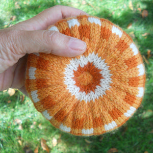 bottom photo of the buffalo plaid knit pumpkin pattern, marie mayhew designs