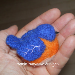 Hand-Knit BLUE BIRD Ornament