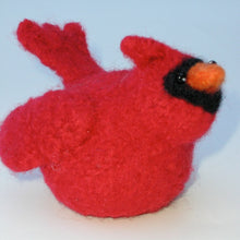 Load image into Gallery viewer, Marie Mayhew&#39;s woolly birds pattern, knit and felt a cardinal 