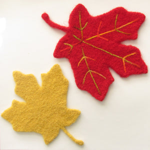 Knit and felt maple leaf pattern in two sizes with embellishing
