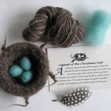 Load image into Gallery viewer, woolly nest and eggs ornament kits showing robin&#39;s egg blue roving
