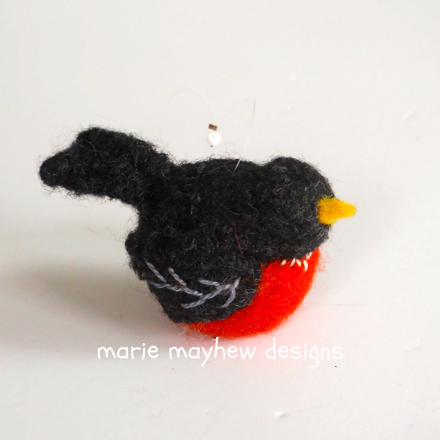 wool hand knit bird ornament, robin ornament, bird lover gift ideas, holiday ornaments