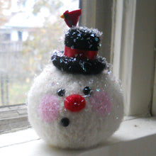 Load image into Gallery viewer, marie mayhew snowman dusted with mica flake glitter