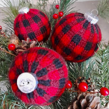 Load image into Gallery viewer, buffalo plaid holiday ornaments pattern by marie mayhew designs