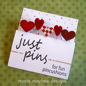 Just Another Button Company, heart pins in various sizes and style