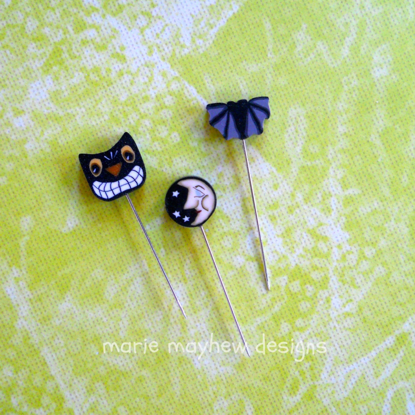 Just Another Button Company mini pins, Hocus Pocus, clay pins quiiting pins