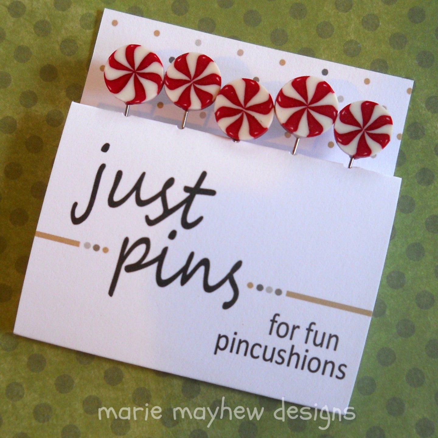 just another button company, peppermint clay pins sets